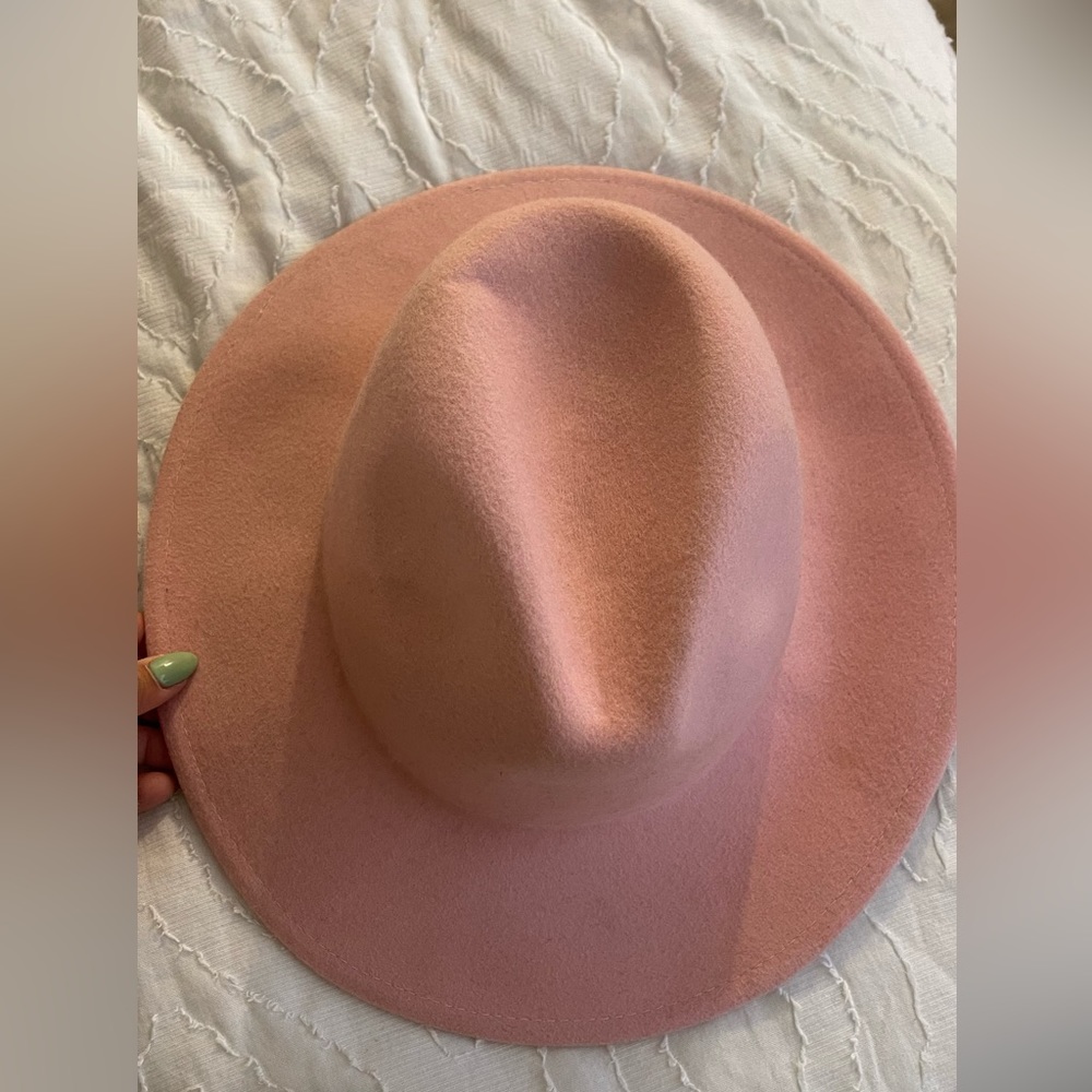 Free People Blush Pink Wide-Brim Felt Fedora